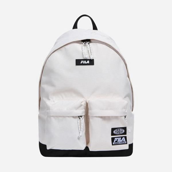 Fila Two Pocket Round Backpacks - White,NZ 124-95074